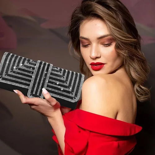 Miniatura 6 de ELDA Bolsos de mano para mujer, bolsos de noche brillantes formales para fiesta, diamantes de imitación, boda, cóctel, baile de graduación