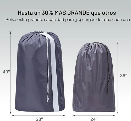 Miniatura 3 de HOMEST Paquete de 2 bolsas de lavandería de nailon XL con correa, organizador grande de ropa sucia, fácil de colocar en una canasta o cesta de ropa
