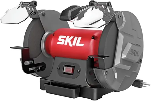 SKIL Amoladora de banco de 3.0 amperios y 8 pulgadas con bandeja de refrigeración de agua incorporada y luz de trabajo LED - BI9502-00