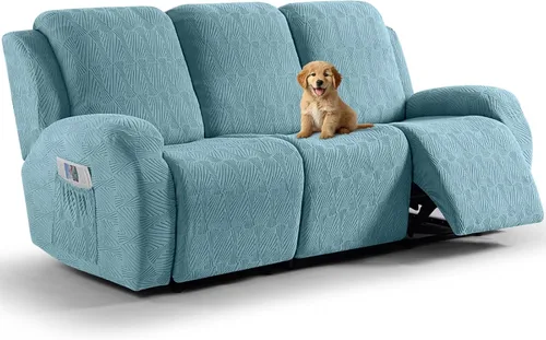 Miniatura 28 de VANSOFY Fundas para sillas reclinables, 4 piezas, elásticas, de tela jacquard, suave funda para silla reclinable, protector de muebles con parte