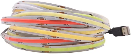 Miniatura 4 de Tira de luces LED COB de 3.28 pies, 3.3 ft, 320 LED, alimentada por USB, tira de luz de alta densidad de alta densidad, cinta autoadhesiva para Azul