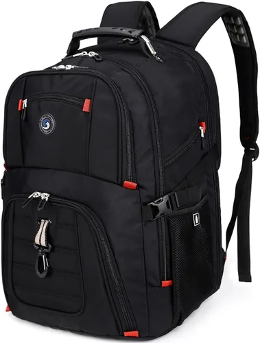 SHRRADOO Mochila de viaje extra grande para laptop de 50L con puerto de carga USB, mochila de universidad y escuela secundaria aprobada por Negro