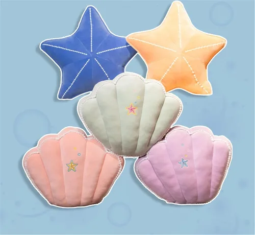 Miniatura 7 de Almohada de concha de estrella de mar para suelo, sofá, cojín de lectura (naranja, 19.6 pulgadas)