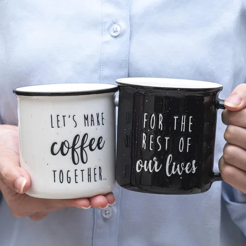 Miniatura 9 de MAINEVENT Juego de Tazas para Parejas "Hagamos Café Juntos" 11 Onzas, Regalo de Boda para Parejas Casadas