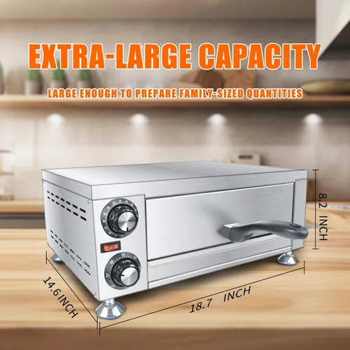 Miniatura 2 de KOOTEN Horno eléctrico de pizza de encimera interior, máquina comercial de 12 pulgadas, cocina de pizza de acero inoxidable para restaurante casero