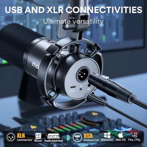 Miniatura 4 de MAONO PD200X Micrófono dinámico con micrófono USB PD100U para podcast, estudio, transmisión, grabación, voz