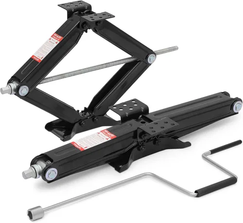 Miniatura 14 de M-AUTO Juego de 2 gatos de tijera de 2.5 toneladas para remolque de viaje, extensión máxima de 23.5 pulgadas, gatos estabilizadores de remolque