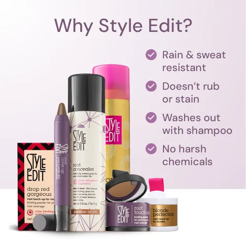 Miniatura 5 de Style Edit Spray de retoque de raíz para cabello castaño claro, cubre el color del cabello para cobertura de cabello gris, tinte temporal