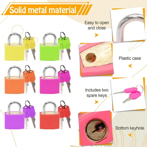 Miniatura 3 de Bonsicoky Paquete de 10 candados para maleta con llaves, candados metálicos multicolor para equipaje, mini candados con llave para maleta, mochila