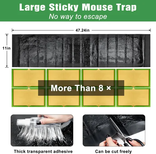 Miniatura 6 de Paquete de 6 trampas adhesivas para ratones, súper grandes de 47.2 x 11 pulgadas, trampas de pegamento para ratones y ratas, trampas para interiores