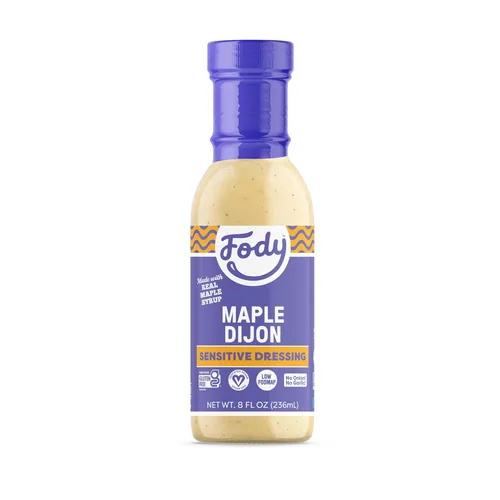 Fody Foods - Paquete de aderezo de ensalada vegano de arce Dijon con certificado bajo en fodmap, receta sensible, apto para dieta cetogénica,