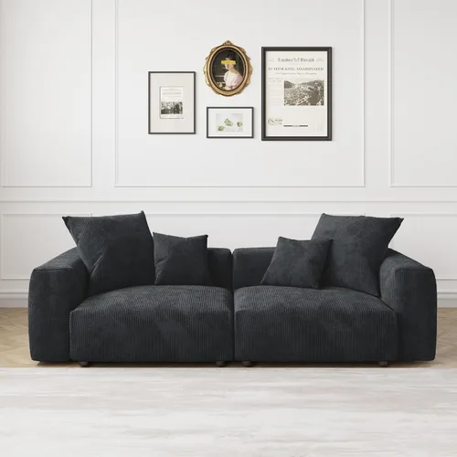 Miniatura 29 de JACH Sofás Seccionales de Pana para Sala de Estar, Sofá Seccional Modular con Otomanas Chaise, Fundas de Cojines Removibles, Sofá Cama Moderno