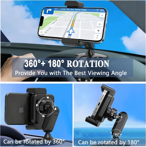 Miniatura 2 de Soporte universal de teléfono para tablero de instrumentos 360, fácil de ajustar, diseño de clip sin daño, soporte de teléfono para automóvil