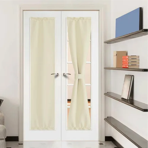 Miniatura 181 de NICETOWN Cortinas opacas unicolor con aislamiento térmico para puerta francesa, granja, oscurecimiento de habitación, puertas y ventanas de Marrón