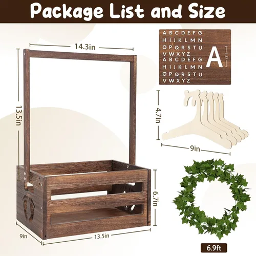 Miniatura 3 de Cesta de regalo para baby shower, caja de madera, letras de madera personalizadas y perchas para ropa recién nacido, regalos para bebés, niñas