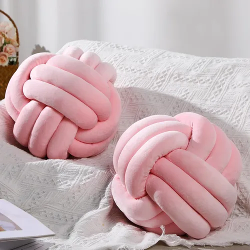 Miniatura 15 de Namalu 2 piezas de almohada bola de nudo suave, cojines decorativos redondos anudados, almohadas de bola rellenas hechas a mano para dormitorio