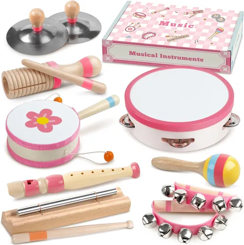 Miniatura 8 de Instrumentos musicales para bebés – Juguetes musicales Montessori para niños pequeños de 1 a 3 años, juego de instrumentos de percusión de madera