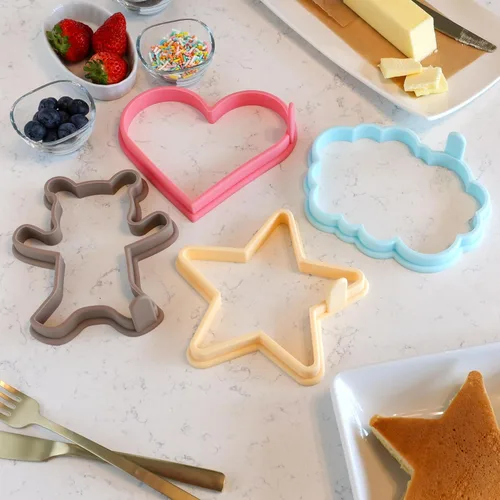 Miniatura 4 de Moldes de silicona para panqueques para corazón, estrella, oso de peluche, panqueques en forma de nube, juego de 4, moldeador de panqueques