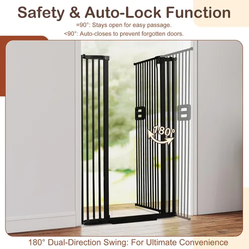Miniatura 4 de SMONTER Puerta de bebé extra alta de 55 pulgadas de alto, puerta de seguridad para gatos, se expande a 34.2-38.2 pulgadas de ancho, puerta de perro