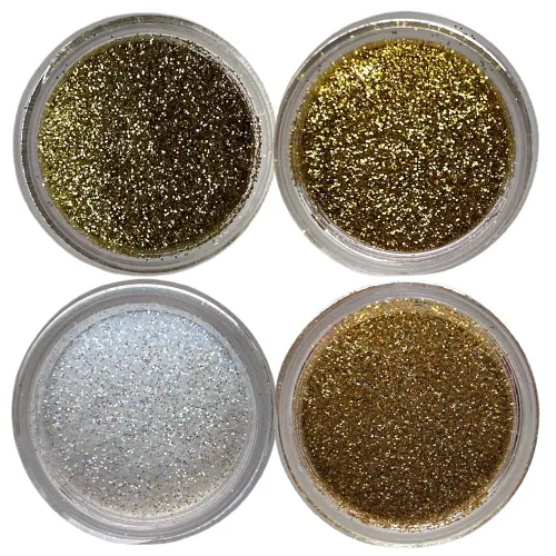 Disco Cake™ Set (4 colores) Oro americano/Oro Corona/Oro holograma/Arco iris, 0.18 oz cada recipiente, pasteles, cupcakes, fondant, decoración, cake