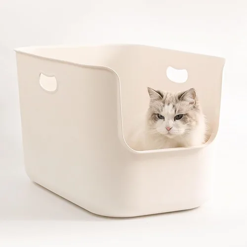 SpaceTime Caja de Arena Extra Grande con Lados Altos, 22.64"×14.76"×13.98" Bandeja de Arena XL Multi Gato para Gatitos, Cajas de Gatos para Gatos de