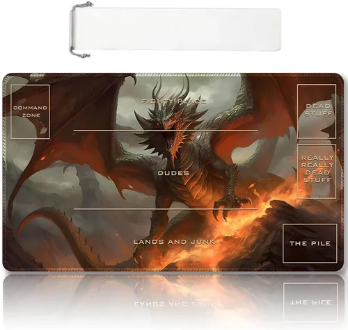 Miniatura 58 de Tapete de juego MTG cosido de alta calidad con zonas y parte trasera de goma antideslizante, tapete de juego TCG para MTG y otros juegos de cartas
