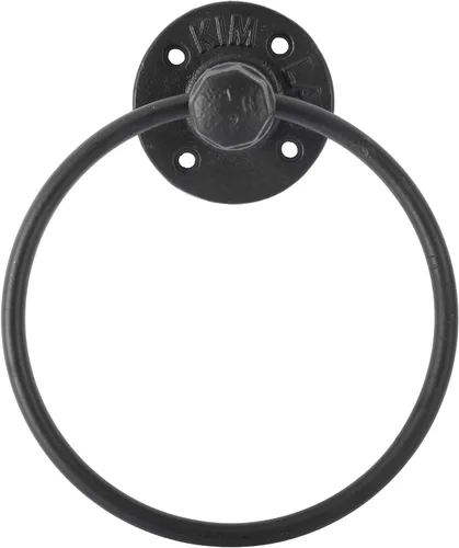 HighFree Toallero industrial, soporte para toalla de mano de tubería de granja, accesorios de baño montados en la pared negro mate, anillo de toalla