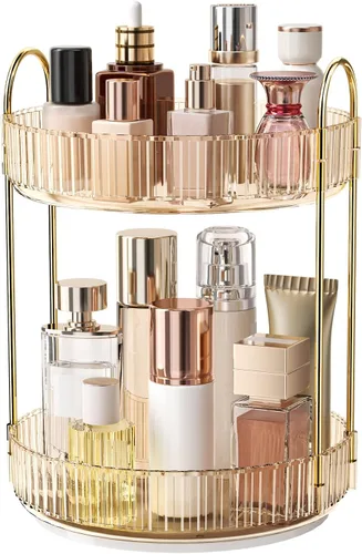 Miniatura 8 de Organizador de maquillaje giratorio de 360°, almacenamiento de maquillaje de gran capacidad, organizador de perfumes de 3 niveles, organizador