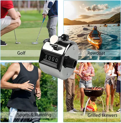 Miniatura 2 de GDMINLO Contador de clicker manual de metal, 4 dígitos con caja de metal, contador mecánico para entrenamiento, tejido, regazo, pesca, golf y fila