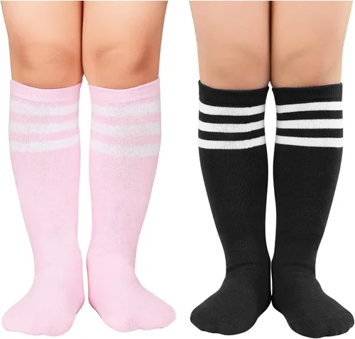 Zando Calcetines de fútbol para niñas y niños, calcetines de fútbol de sóftbol para niños, calcetines hasta la rodilla, calcetines de tubo de