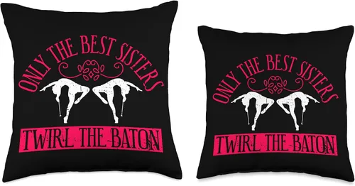 Miniatura 3 de Baton Twirling & Majorette Dance Designs Sister Design for Baton Twirler Sis Throw Pillow, 16x16, Multicolor