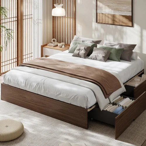 Miniatura 25 de Garvee Base de cama individual, plataforma de madera con diseño estriado, marco de cama de perfil bajo, base de cama minimalista sin ruido, fácil