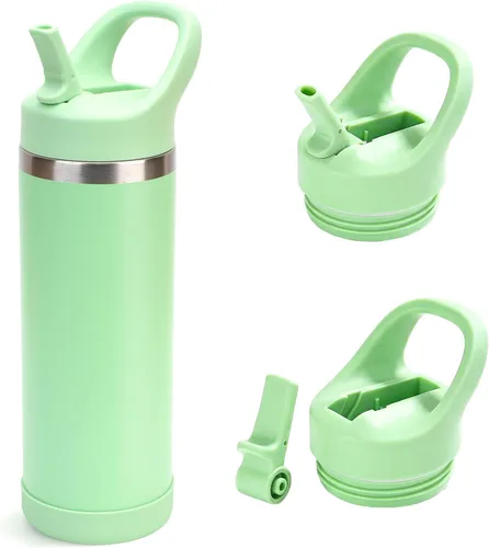 Miniatura 10 de Hydraful Botella de agua para niños de 12 onzas con tapa de pajilla, botella de acero inoxidable aislada al vacío, botella de agua deportiva sin BPA