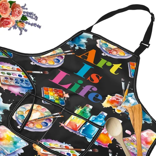 Miniatura 3 de JXGZSO Delantal de pintor para artistas, regalo para amantes del arte, pintor, regalo para artistas, delantal impermeable con bolsillo