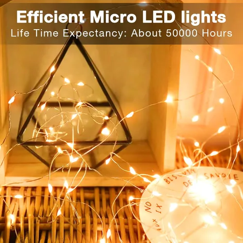 Miniatura 7 de Olafus Paquete de 16 luces de hadas blancas cálidas que funcionan con pilas, mini tira de luces de alambre de cobre de 7 pies, 20 luces LED