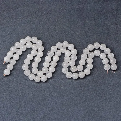 Miniatura 4 de 100 cuentas sueltas redondas de jade blanco natural de 0.315 pulgadas para fabricación de joyas con cordón elástico de cristal