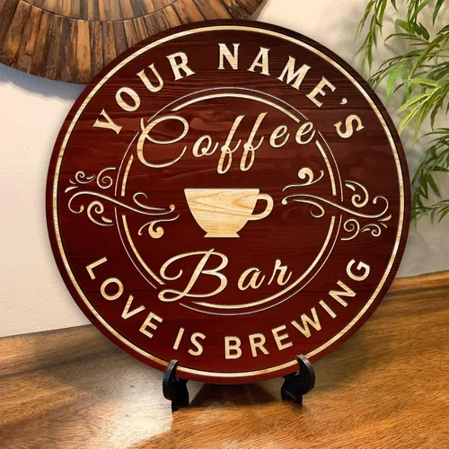 Miniatura 5 de Artsy Woodsy Letrero personalizado de madera para cafetería, placa de pared para decoración de cocina, regalos personalizados para amantes del café