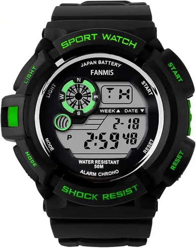Miniatura 2 de Fanmis Reloj digital digital multifunción para hombre, electrónico, impermeable, con alarma, reloj deportivo de cuarzo, Azul Patchwork