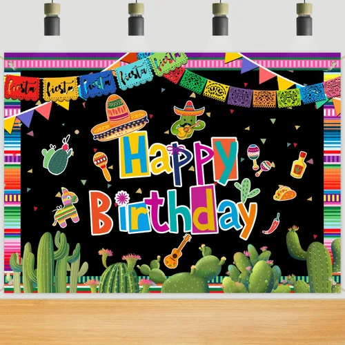 Telón de fondo de fiesta mexicana de 6 x 3.6 pies, feliz cumpleaños, fiesta, cinco de mayo, decoraciones de fiesta de carnaval, colorido fondo de