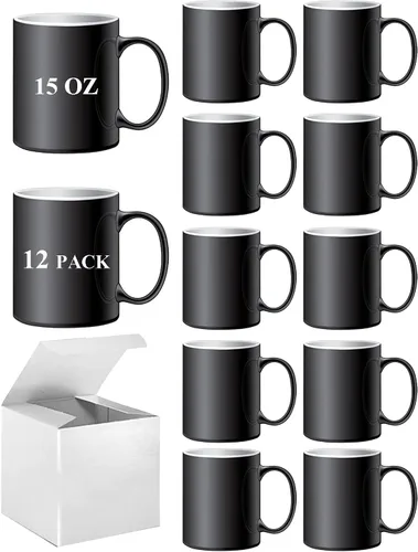 Miniatura 10 de ABBSH Tazas de cerámica para sublimación, 11 onzas, paquete de 12 unidades, varios colores, aptas para microondas, aptas para lavavajillas