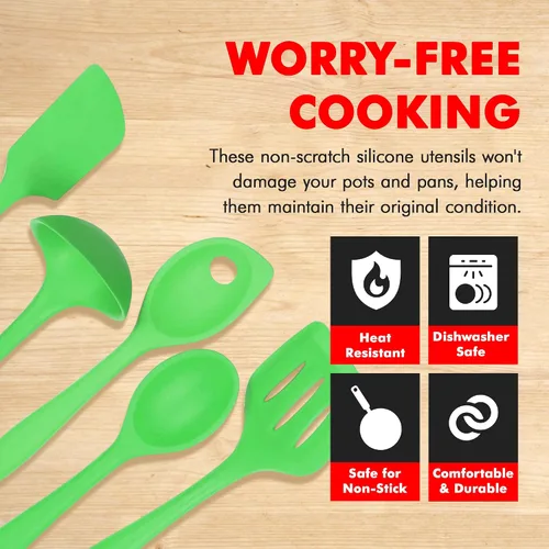 Miniatura 3 de Juego de 5 utensilios de cocina Chef Craft, de silicón, de color azul, Juego de 5 piezas, Verde