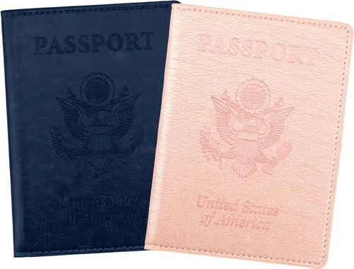 Miniatura 16 de Funda de cuero para pasaporte - Cartera de pasaporte de viaje para mujeres y hombres, artículos esenciales para el aeropuerto con protector, Negro