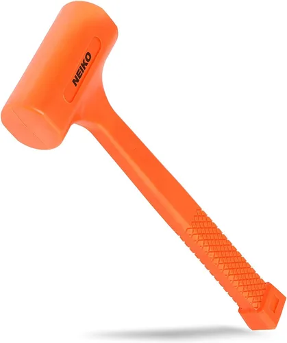 NEIKO 02847A - Martillo de soplado muerto de 2 libras, naranja neón | Cuerpo moldeado de una pieza | Empuñadura a cuadros | Resistente a chispas y