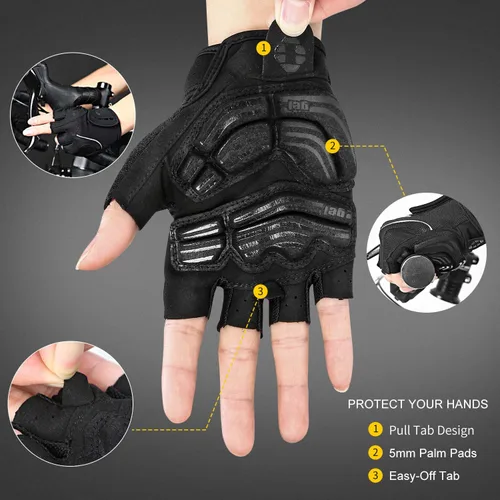Miniatura 7 de Inbike - Guantes de ciclismo para hombre, 5 mm 0.19 pulgadas, almohadilla de gel absorbente de golpes, antideslizantes, transpirables
