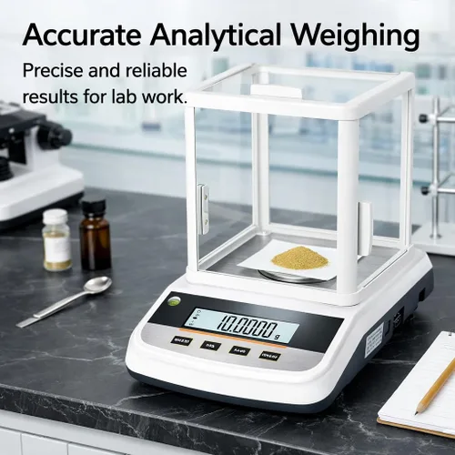 Miniatura 3 de Lab Analytical Balance - Báscula digital de precisión de 17.64 oz x 0.00 oz, con parabrisas e interfaz RS232, para laboratorios científicos