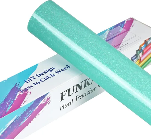 Miniatura 11 de FUNKAKA Rollos de vinilo de transferencia de calor HTV negro con purpurina, vinilo de poliuretano para planchar de 12 pulgadas x 25 pies