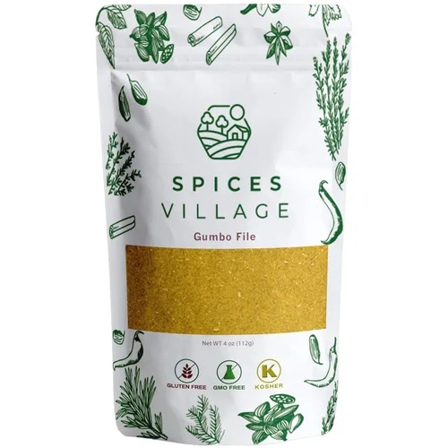 SPICES VILLAGE Condimento en polvo para archivos, condimento para archivos, polvo de gumbo, 4 onzas, Kosher, sin gluten, sin OMG, bolsa resellable a