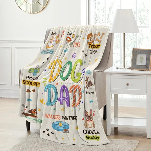 Miniatura 5 de Dog Dad Gifts for Men, for Dog Dad Blanket 50"x60", Dogs Lover Gift for Men, Birthday Ideas for Dogs Lover/Owners Soft Flannel Throw Blanket