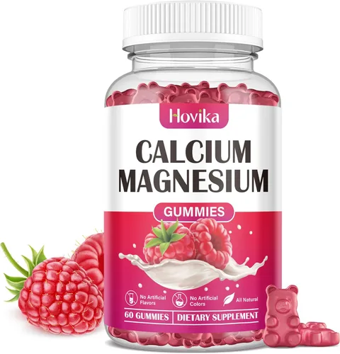 Gomitas de calcio y magnesio y zinc, proporción 2:1 de calcio y magnesio con vitamina D3, K2, B6, B12 para fuerza ósea, función muscular y salud
