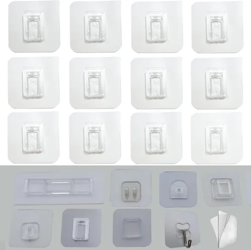 Miniatura 9 de 6 pares de almohadillas adhesivas de reemplazo montadas en la pared para organizador de cacharro de cocina y baño, gancho adhesivo sin uñas